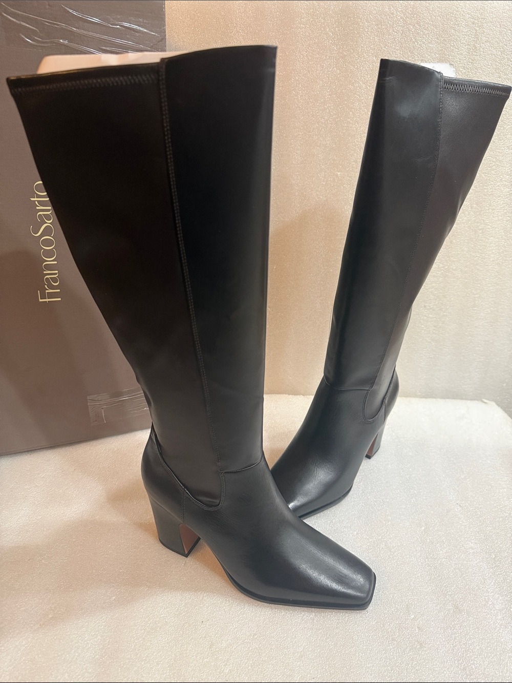 Franco Sarto Women's Jonie Mid Calf Boot Dark Hickory Brown Leather 9 M